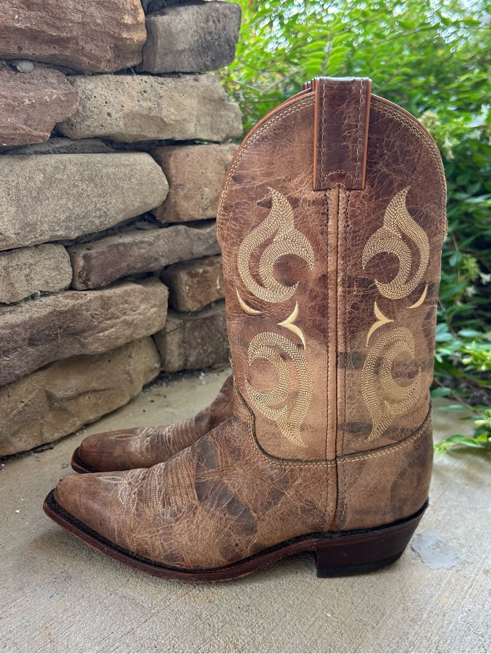 Justin Bent Rail Womens 7.5 B Western Cowboy Boots BRL103 Puma Tan Snip Toe USA